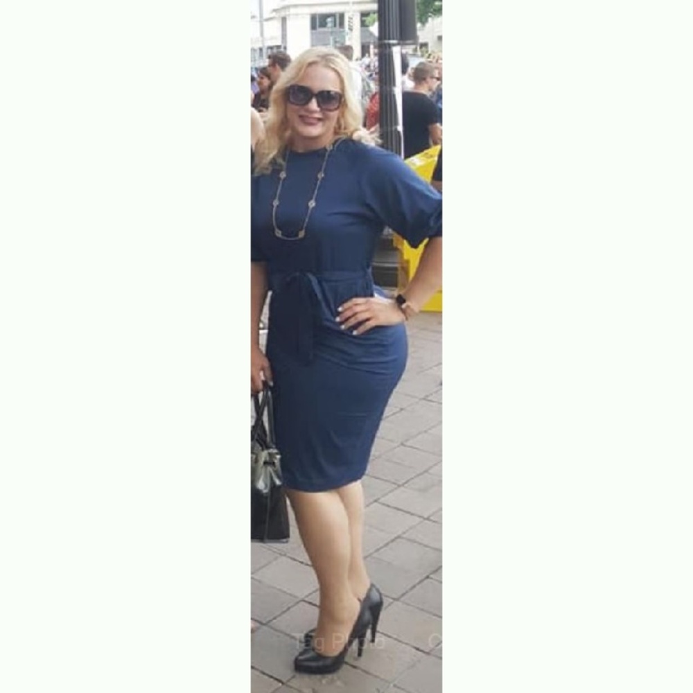 Navy Classy Dress with Bow - Great for CURVES